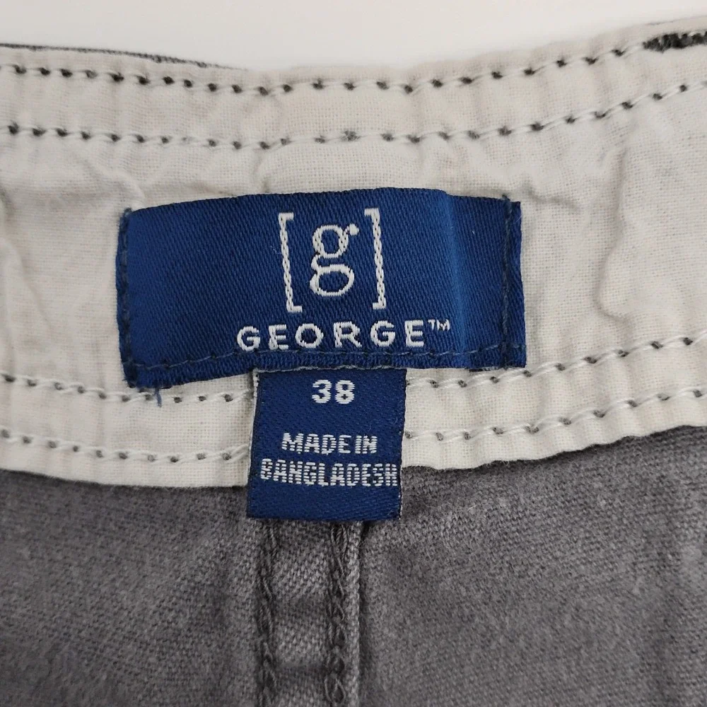 George Mens Cargo Shorts Gray Size 38 Cotton Stretch Casual Utility Outdoor